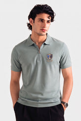 Alpine Men’s Premium Zip Polo – Hunter Green