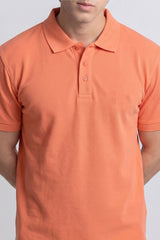 Alpine Men’s Peach Plain Cotton PQ Polo Shirt