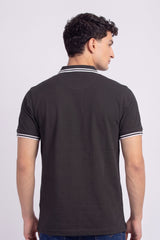 Alpine Men’s Charcoal Grey Cotton Polo Shirt - Zip Edition