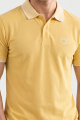 Alpine Men’s Yellow Cotton Polo Shirt – Contrast Collar Edition