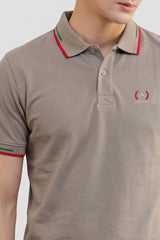 Alpine Men’s Sand Cotton Polo Shirt – Contrast Trim Edition