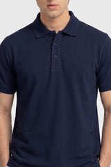 Alpine Men’s Navy Blue Plain Cotton PQ Polo Shirt