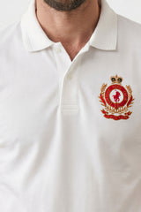 Alpine Men’s White Cotton Polo Shirt - Crown Edition