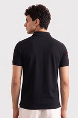 Alpine Men’s Black Cotton Polo – Royal Rider Edition