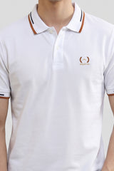 Alpine Men’s White Cotton Polo Shirt – Contrast Trim Edition