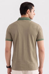 Alpine Men’s Sand Cotton Polo Shirt – Contrast Collar Edition