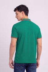 Alpine Men’s Green Cotton Polo Shirt - Zip Edition