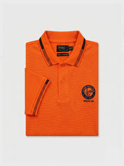 Alpine Men’s Orange Cotton Polo Shirt - Heritage Badge Edition