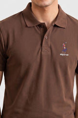 Alpine Men’s Brown Cotton Polo – Royal Rider Edition