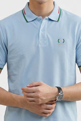 Alpine Men’s Sky Blue Cotton Polo Shirt – Contrast Trim Edition