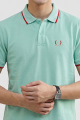 Alpine Men’s Mint Green Cotton Polo Shirt – Contrast Trim Edition