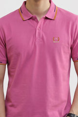 Alpine Men’s Fuchsia Cotton Polo Shirt – Contrast Trim Edition