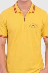 Alpine Men’s Yellow Cotton Polo Shirt - Zip Edition