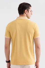 Alpine Men’s Yellow Cotton Polo Shirt – Contrast Collar Edition