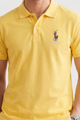Alpine Men’s Yellow Cotton Polo – Royal Rider Edition