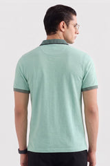 Alpine Men’s Mint Green Cotton Polo Shirt – Contrast Collar Edition
