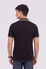 Alpine Men’s Black Cotton Polo Shirt - Zip Edition
