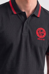 Alpine Men’s Black Cotton Polo Shirt - Heritage Badge Edition