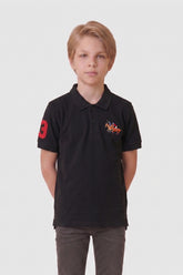 Alpine Kids Classic Polo Shirt Black – Premium Cotton