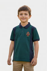 Alpine Kids Panel Polo Shirt Dark Green – Premium Cotton