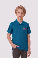 Alpine Kids Classic Polo Shirt Teal Blue – Premium Cotton