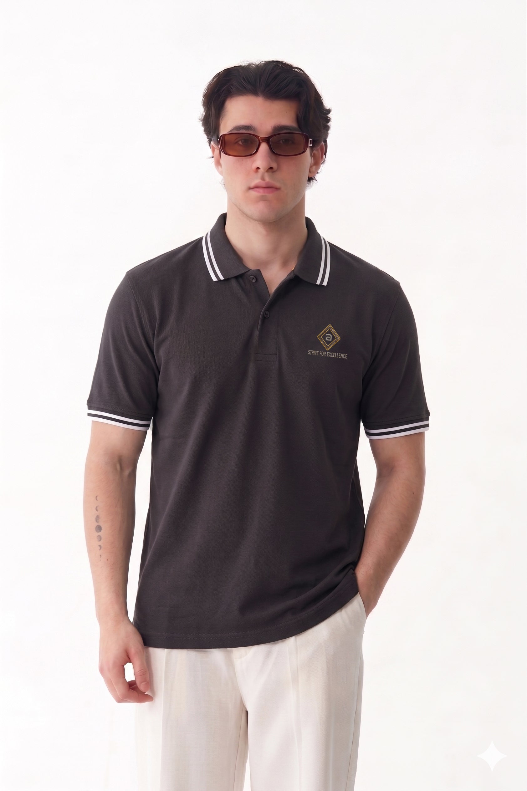 Alpine Men’s Charcoal Grey Cotton Polo Shirt - Limited Edition