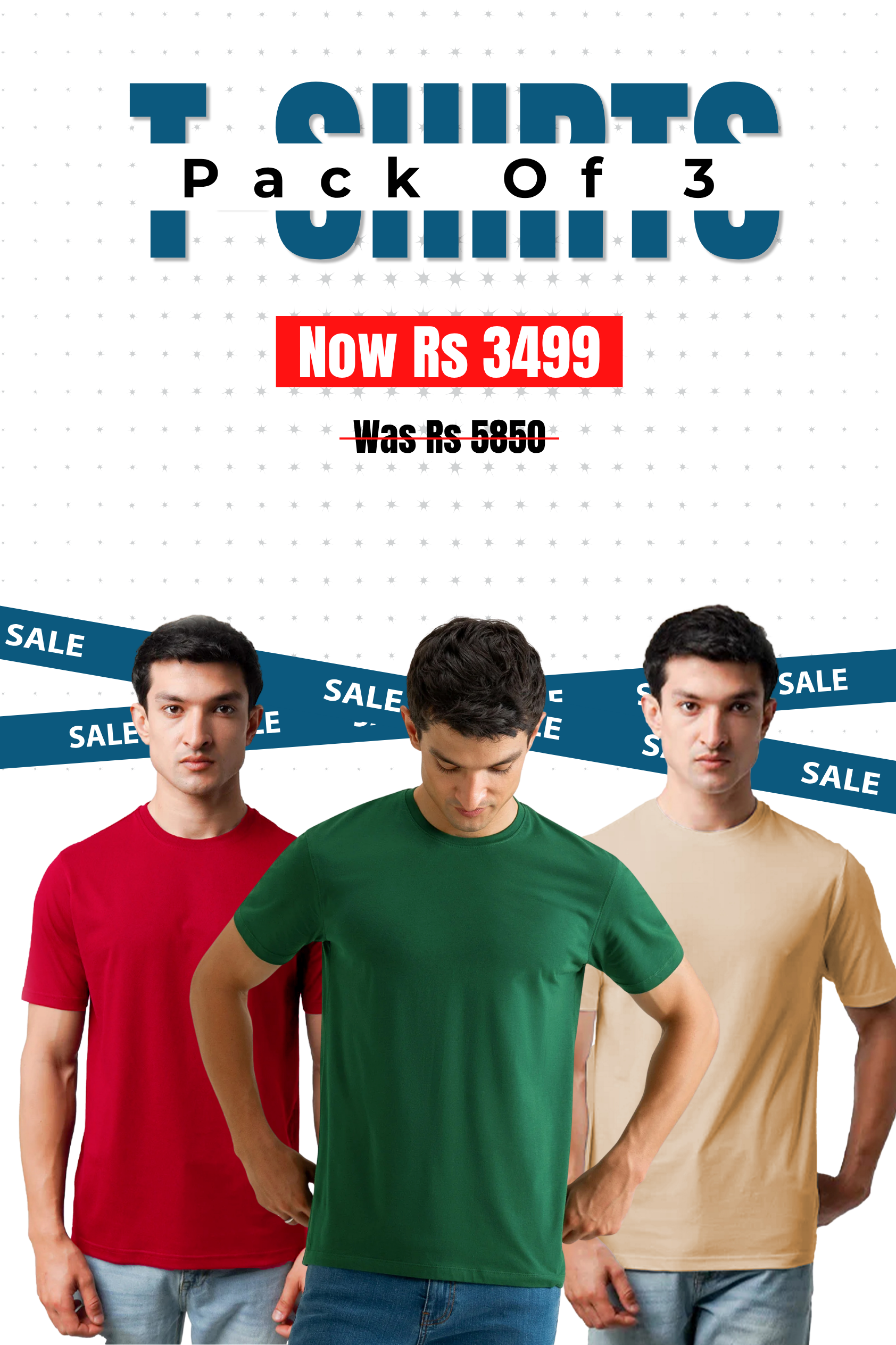 Alpine - Basic T-Shirt Bundle Offer - Red, Forest Green & Sand