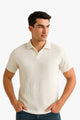 White V Neck Knitted Polos