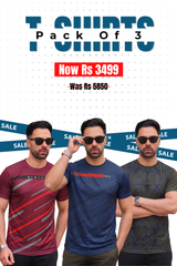 Alpine - Textured Dry Fit T-Shirt Bundle Offer - Olive, Navy Blue & Maroon