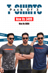 Alpine - Textured Dry Fit T-Shirt Bundle Offer - Olive, Navy Blue & Grey