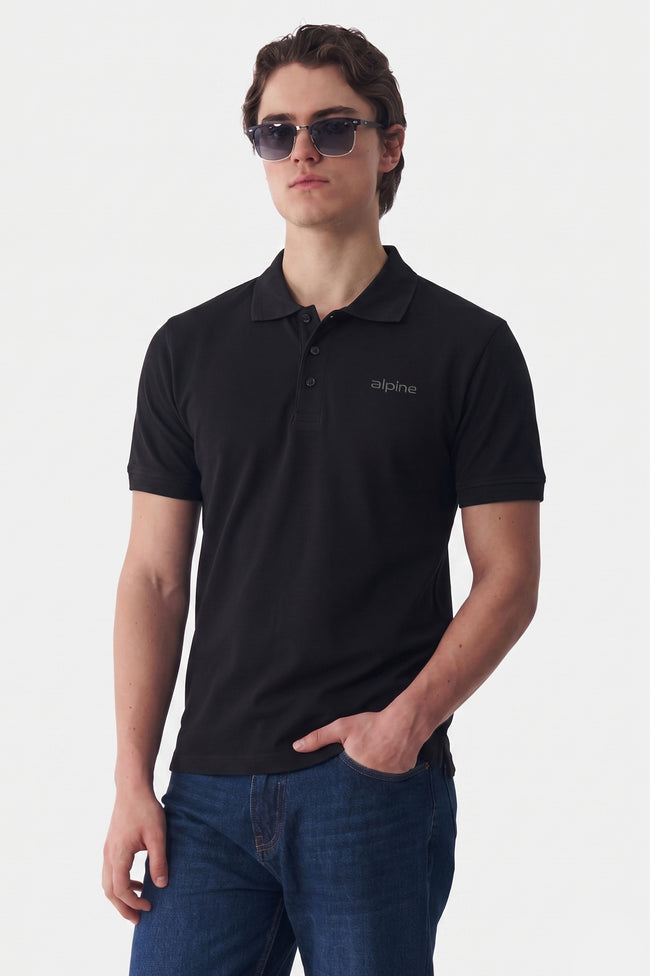 Alpine Men’s Black Essential Polo Shirt Hover Image
