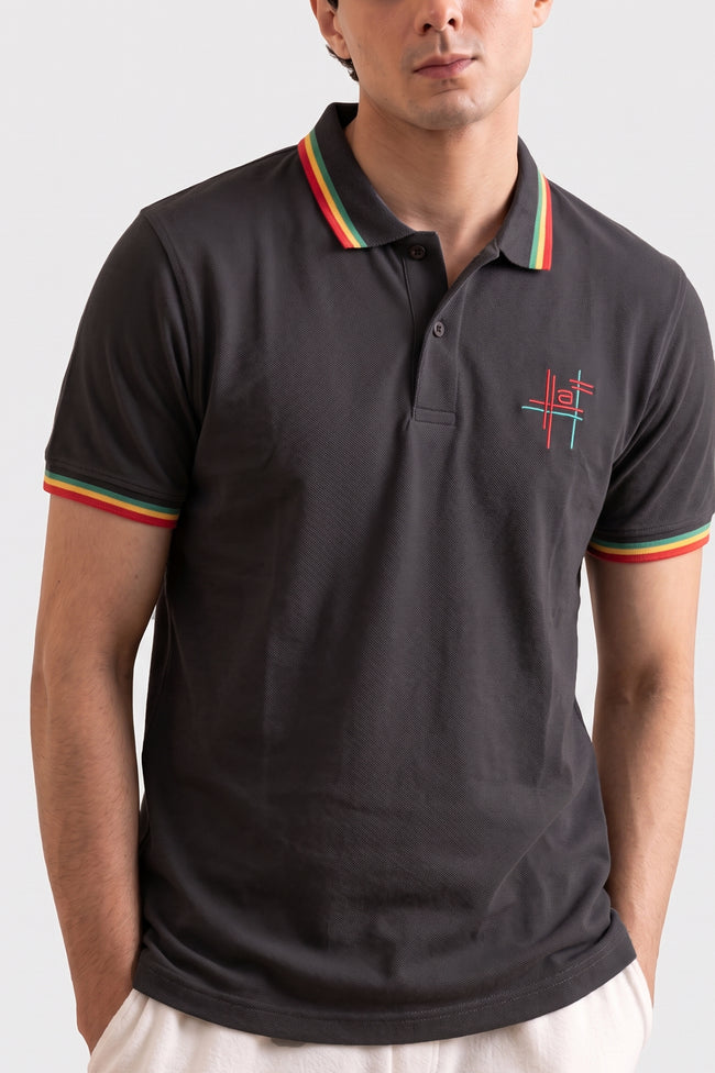 Alpine Men’s Charcoal Grey Cotton Polo Shirt - Signature Fit Hover Image