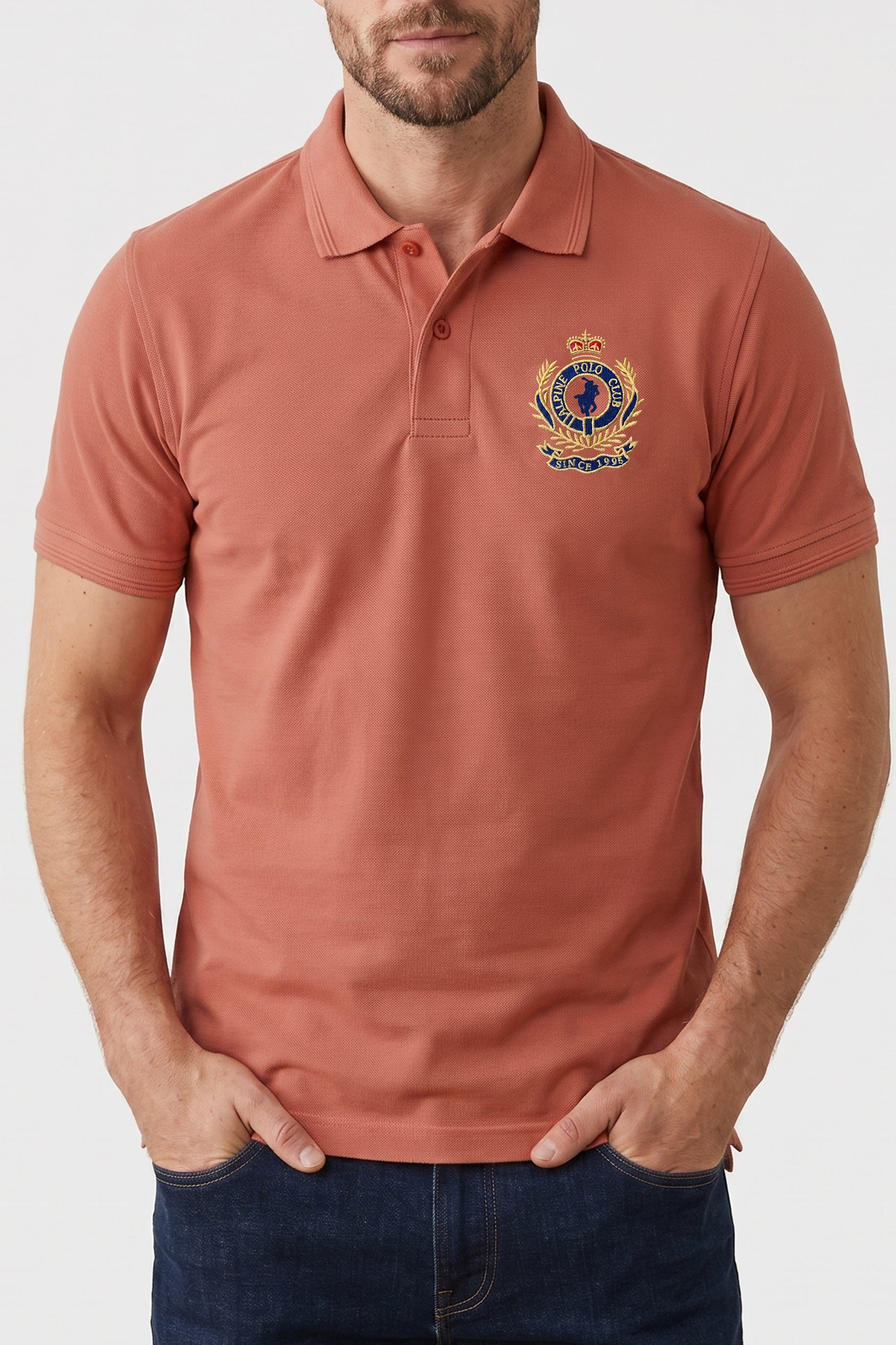 Alpine Men’s Mustard Cotton Polo Shirt - Crown Edition