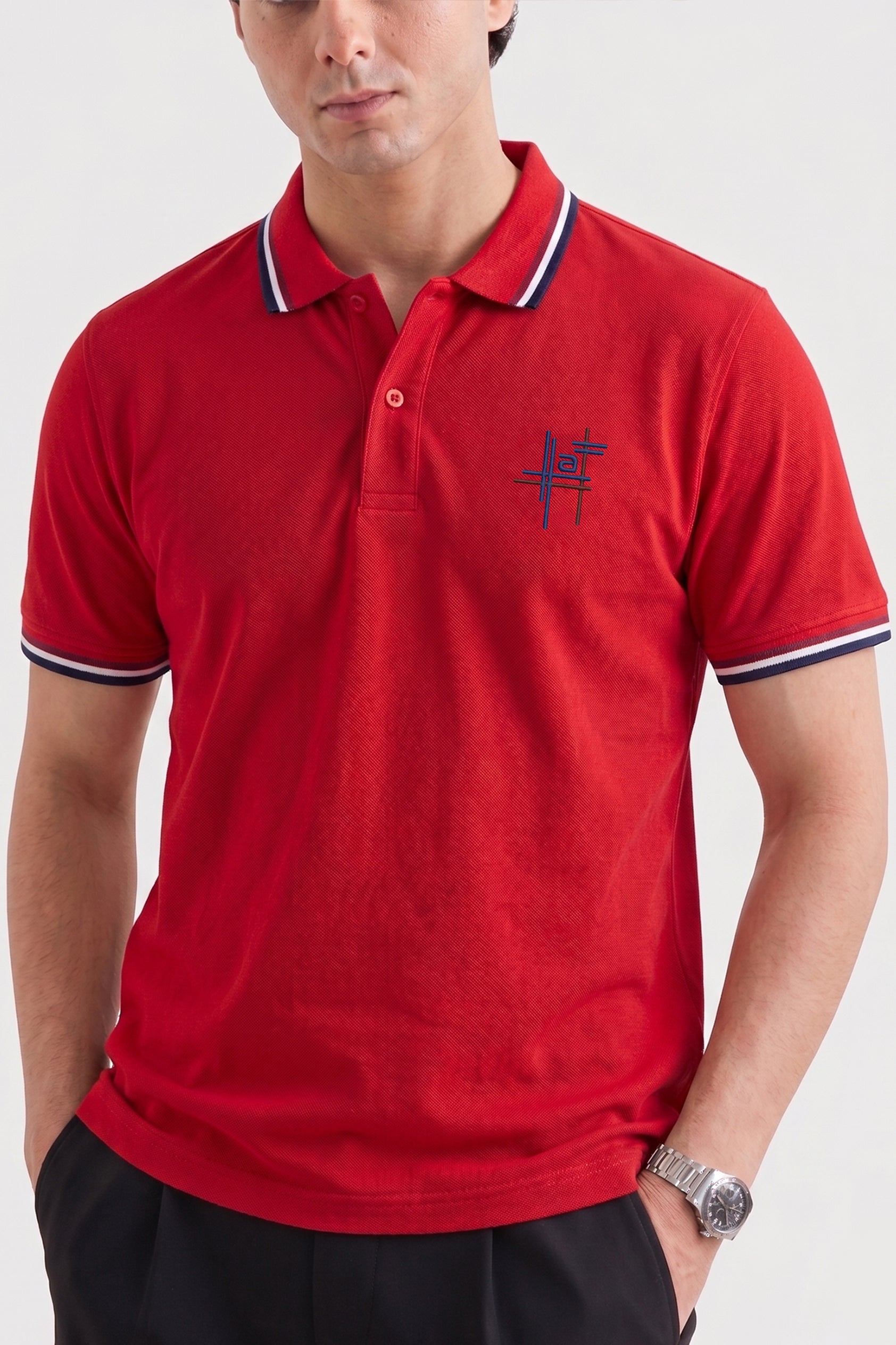 Alpine Men’s Red Cotton Polo Shirt - Signature Fit