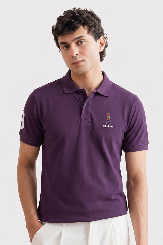 Alpine Men’s Purple Cotton Polo – Royal Rider Edition Hover Image