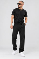 Alpine Textured Men’s Trousers Black - Straight Fit