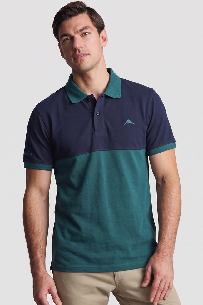 Alpine Men’s Dark Green Cotton Polo Shirt - Dual Tone Edition Hover Image