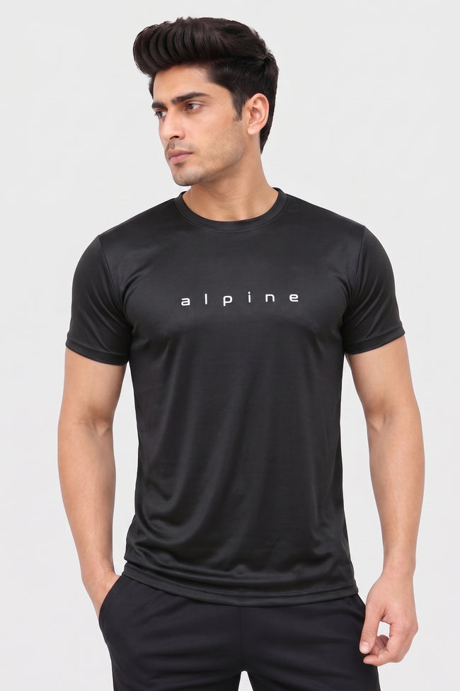 Alpine Men’s Black Imported Dry Fit T-Shirt – Performance Edition Hover Image