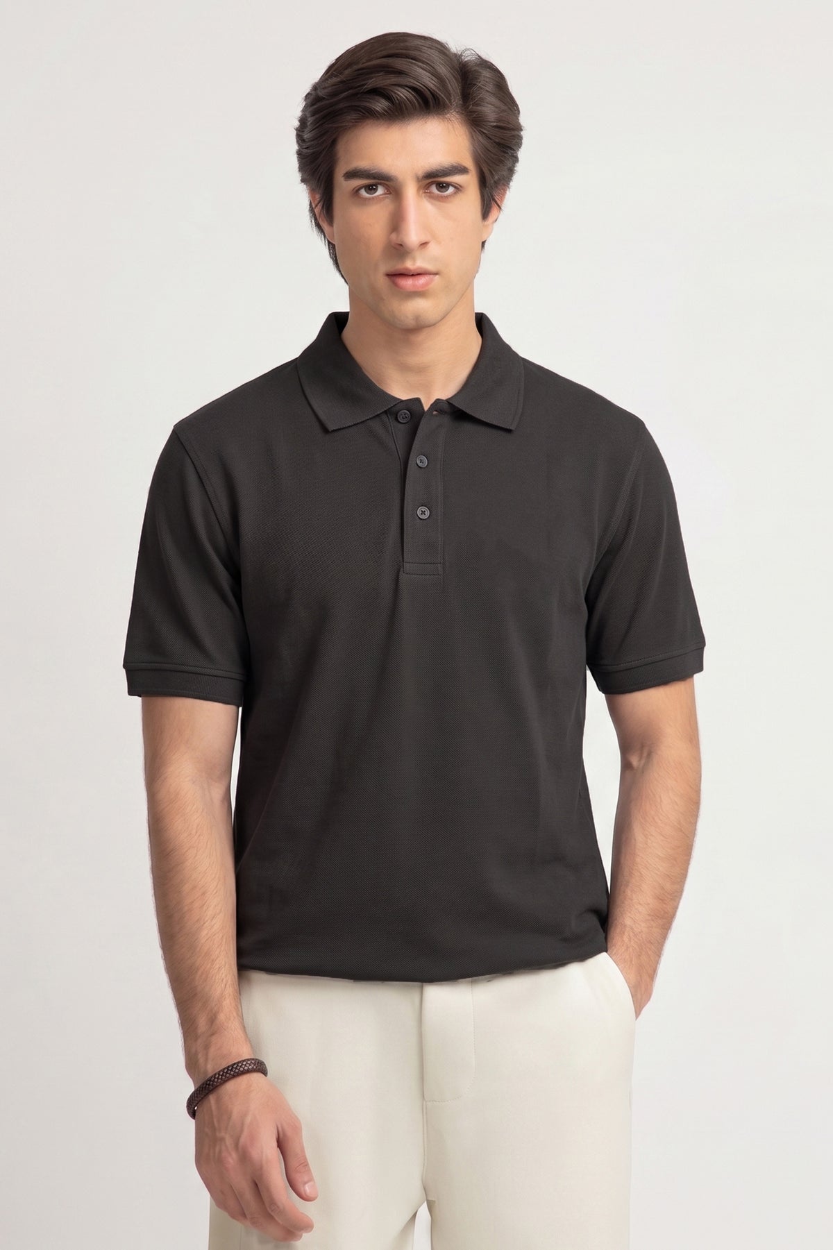 Alpine Men’s Dark Grey Plain Cotton PQ Polo Shirt