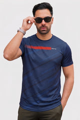 Alpine Men’s Navy Blue Textured Dry Fit T-Shirt – Performance Edition