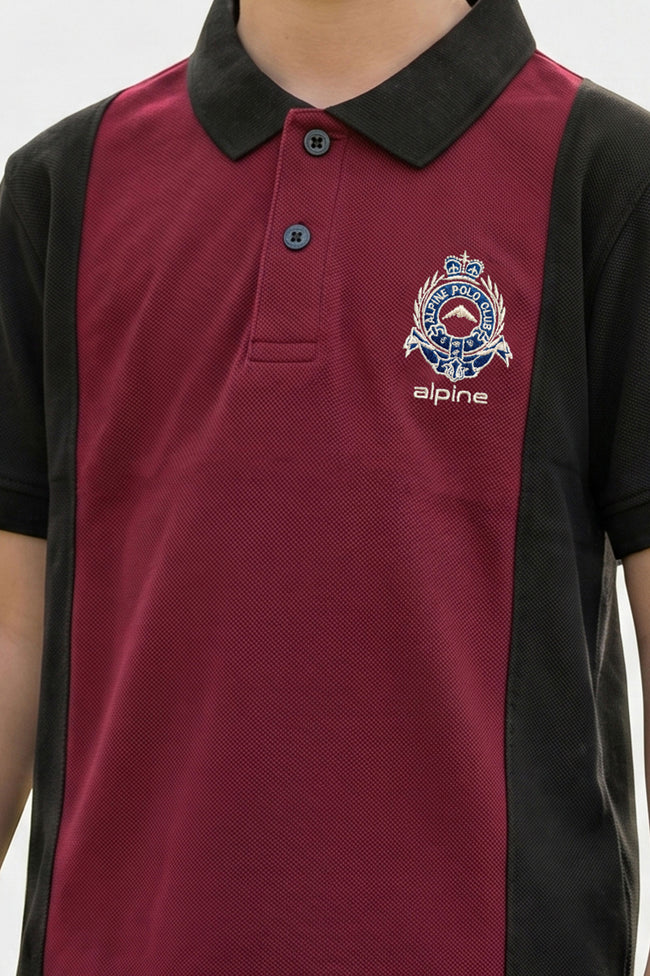 Alpine Kids Panel Polo Shirt Maroon – Premium Cotton Main Image