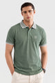 Alpine Men’s Hunter Green Cotton Polo Shirt – Contrast Collar Edition