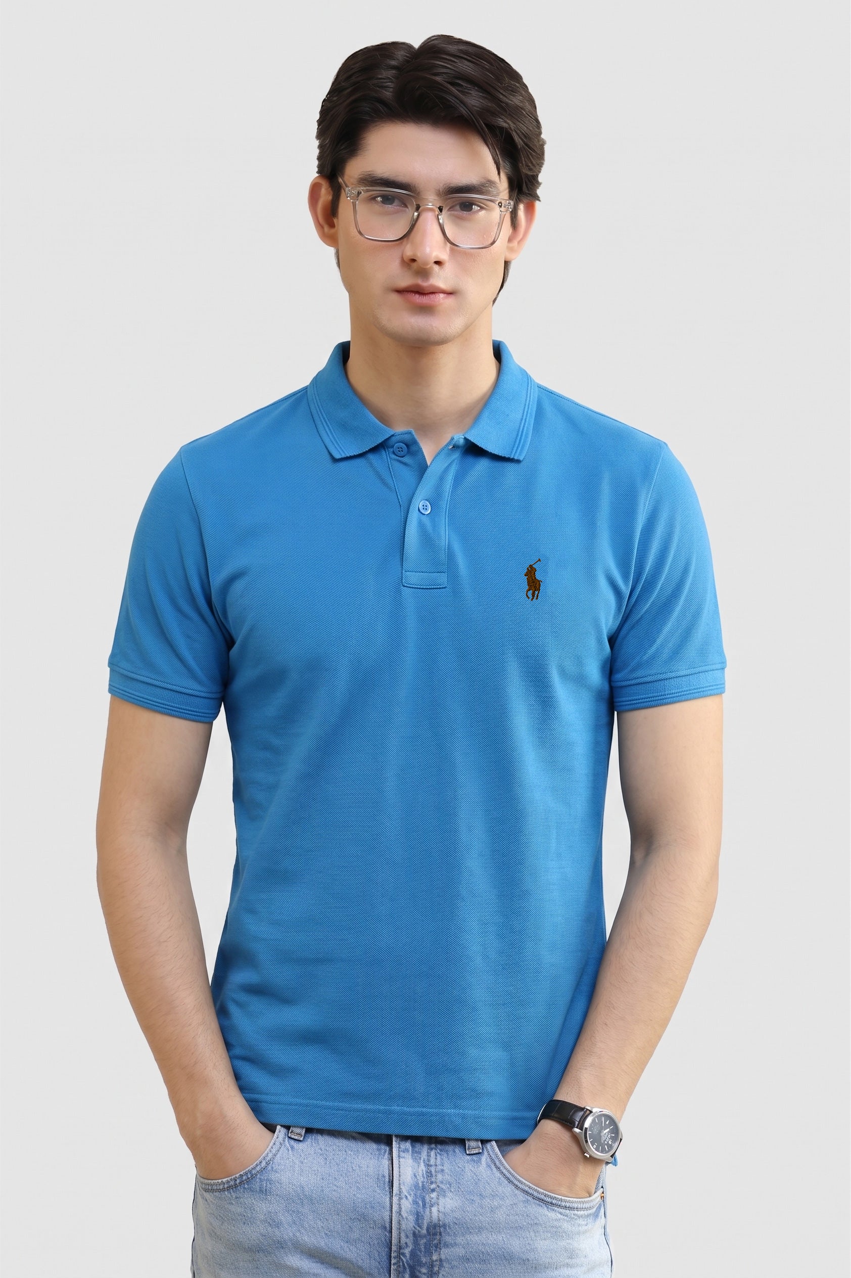 Alpine Men’s Teal Blue Cotton Polo Shirt – Heritage Polo Club