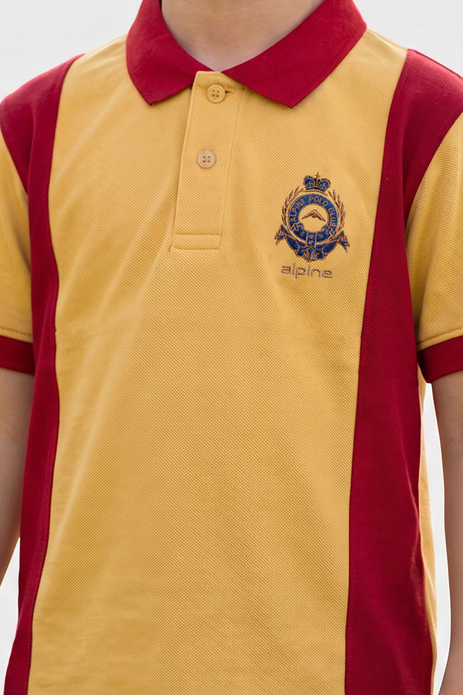 Alpine Kids Panel Polo Shirt Yellow – Premium Cotton Main Image