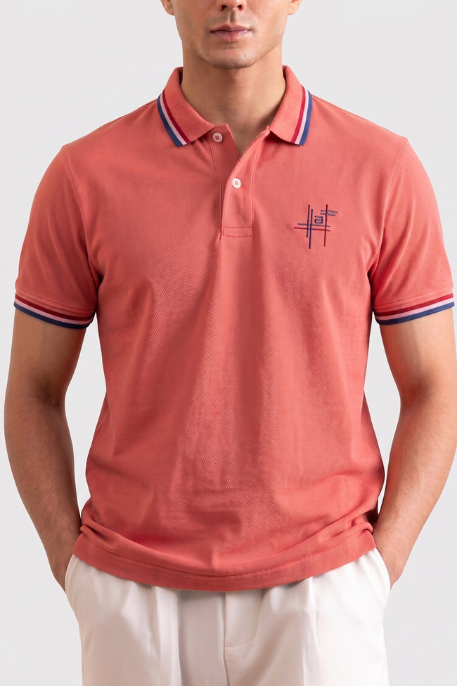 Alpine Men’s Ash Rose Cotton Polo Shirt - Signature Fit Hover Image