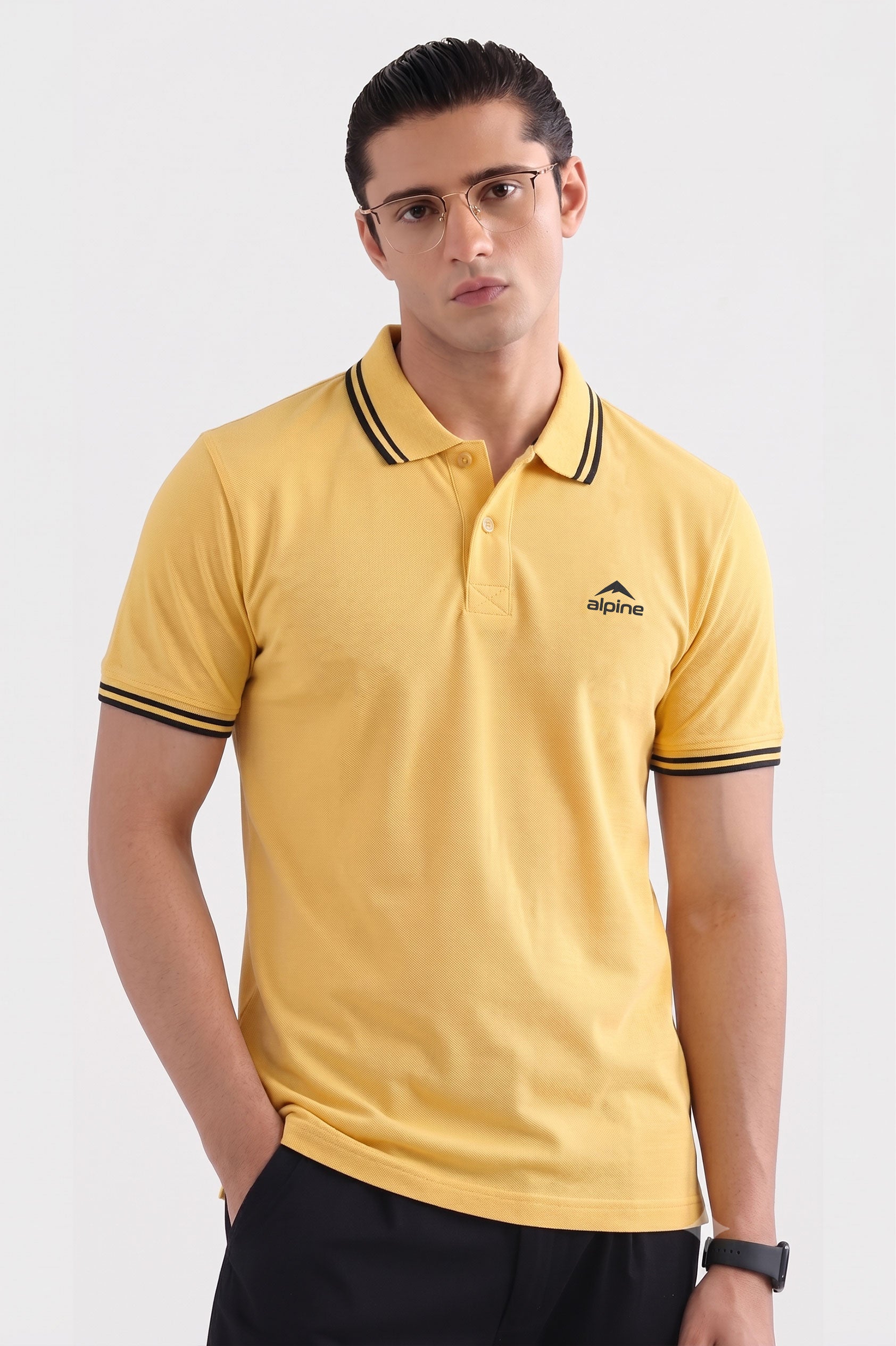 Alpine Men’s Smart Casual Cotton PQ Polo – Yellow