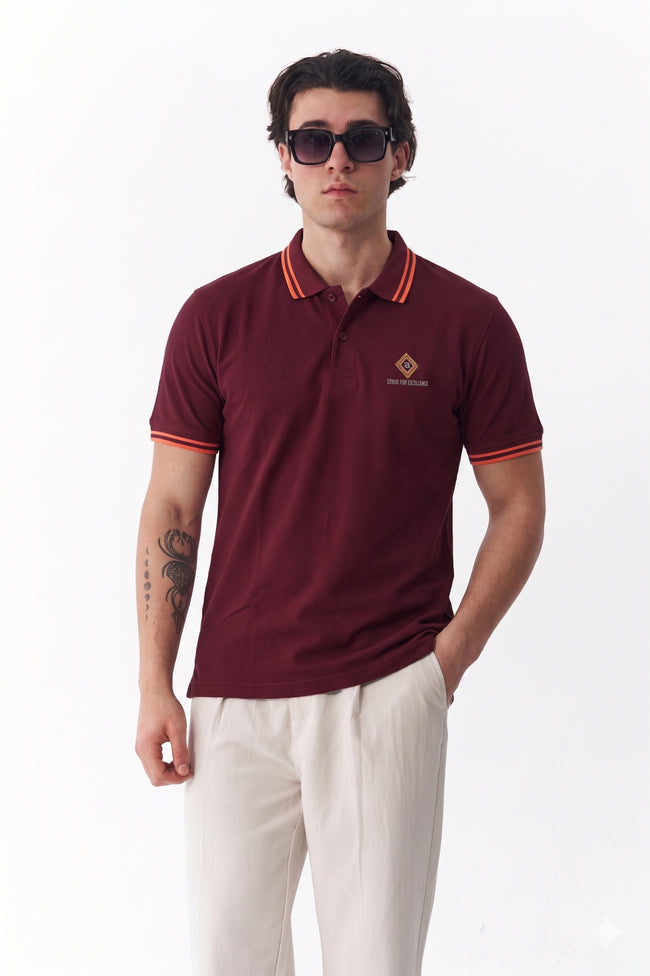 Alpine Men’s Maroon Cotton Polo Shirt - Limited Edition Hover Image