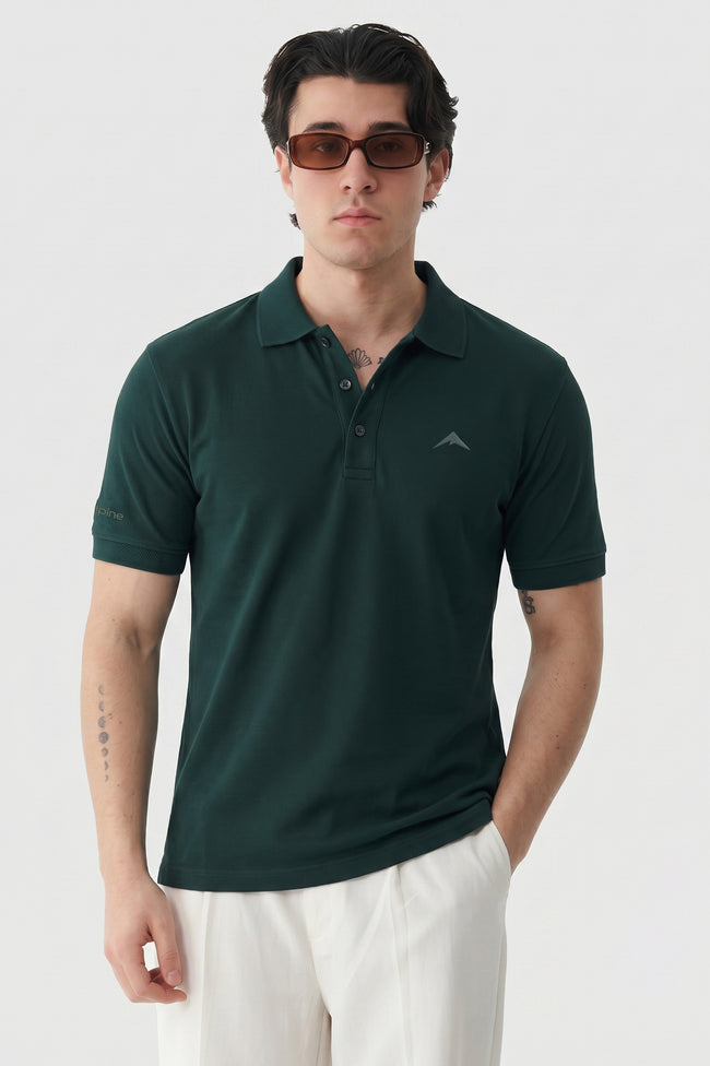 Alpine Men’s Dark Green Polo – Elite Minimal Series Hover Image