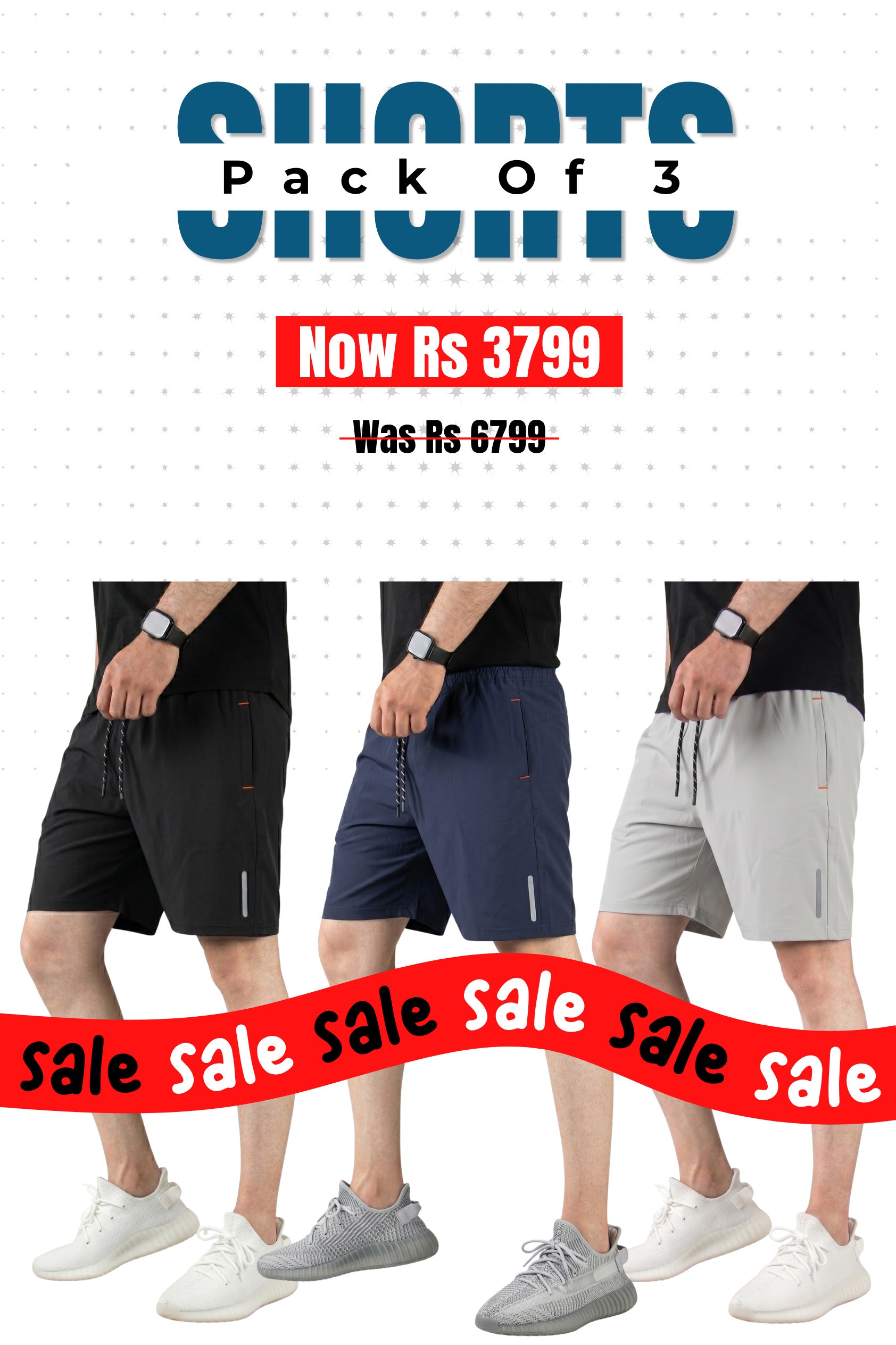 Alpine - Dry Fit Short Bundle Offer - Black, Navy Blue & Silver Grey