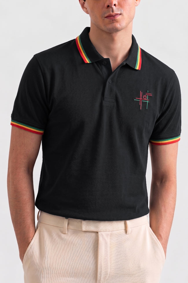 Alpine Men’s Black Cotton Polo Shirt - Signature Fit Hover Image
